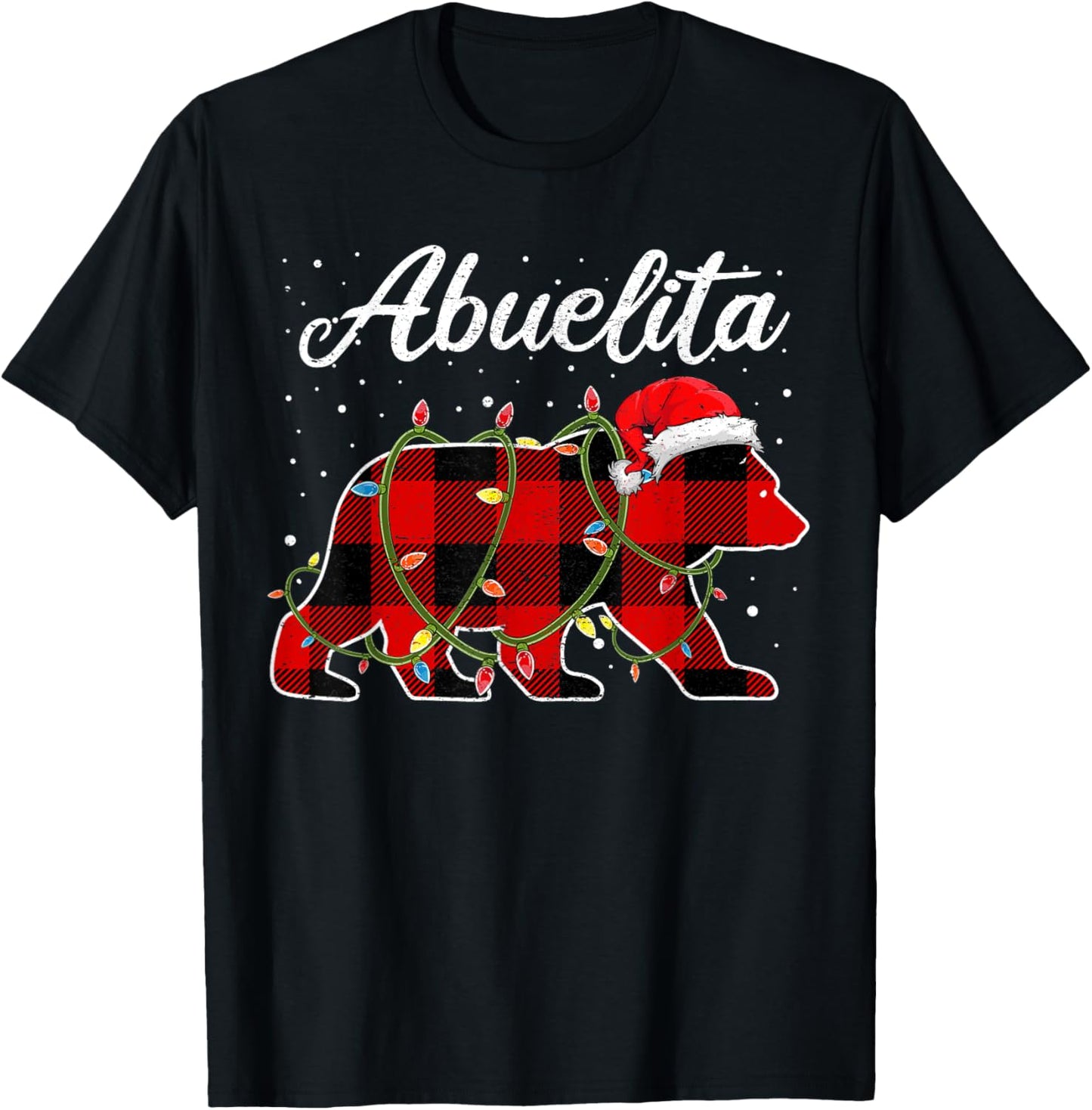 Abuelita Bear Shirt, Red Buffalo Plaid Grandma Bear Pajama T-Shirt