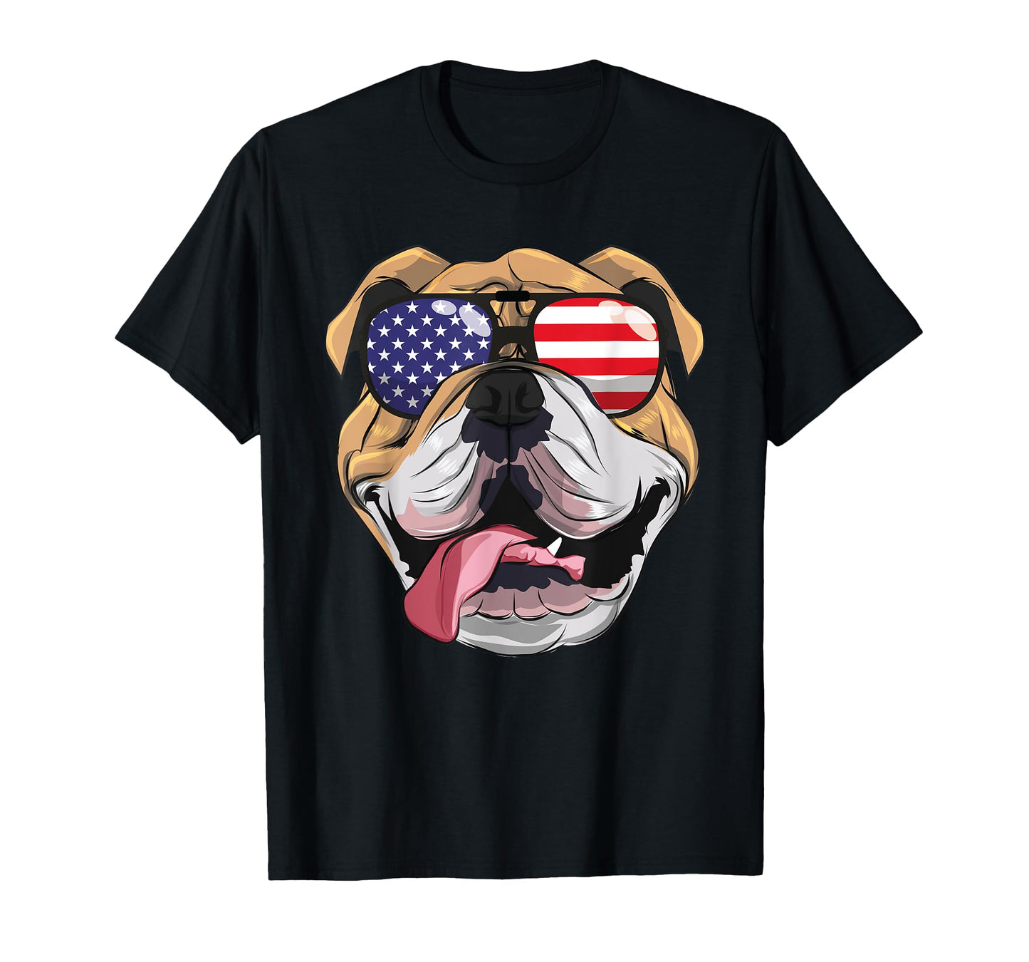 English Bulldog 4th Of July American Sunglasses USA Boys Men T-Shirt