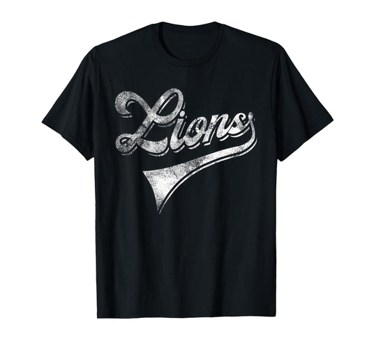Lions School Sports Fan Team Spirit Mascot Vintage T-Shirt