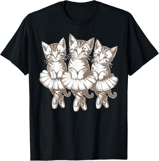 Ballet Dancing Cats Ballerina Girls Women Vintage Ballet T-Shirt
