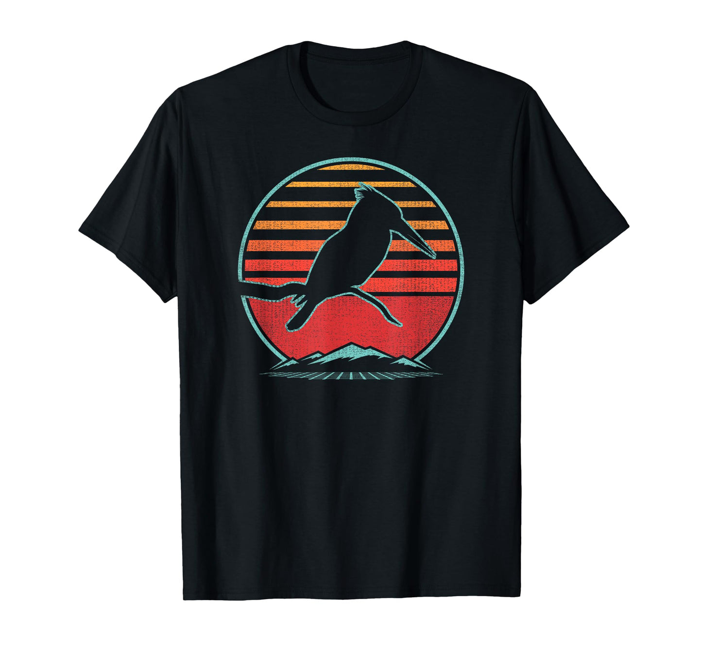 Kingfisher Bird Retro Vintage 80s Style Birding Gift T-Shirt