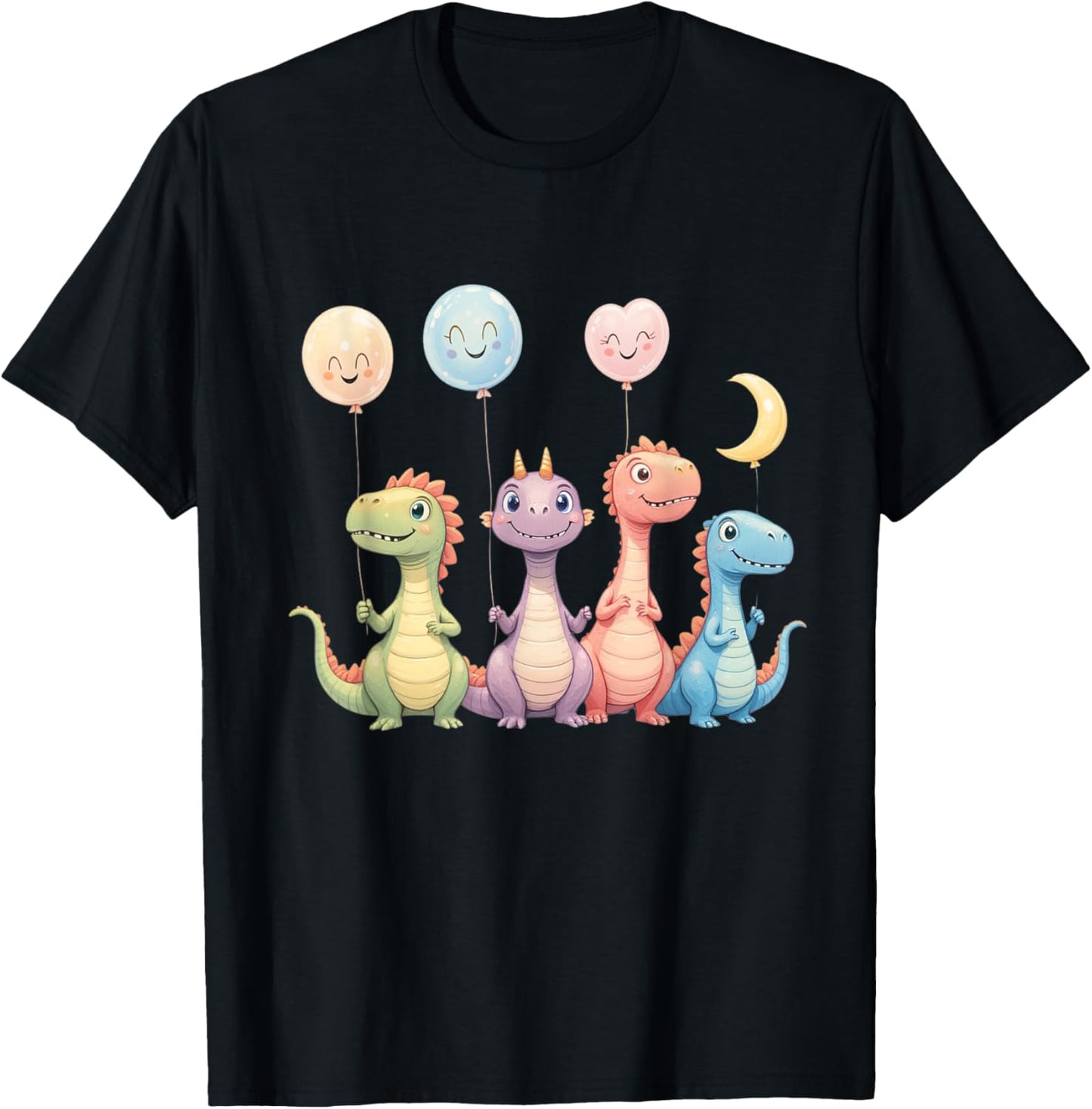 "Happy Dino Balloon Parade Cute Dinosaur Kids T-Shirt