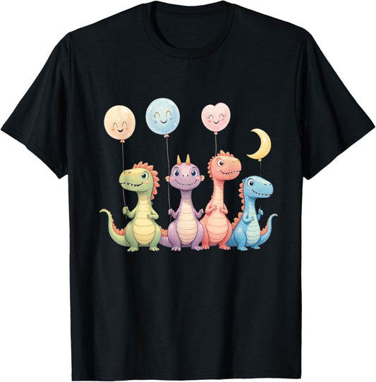 "Happy Dino Balloon Parade Cute Dinosaur Kids T-Shirt
