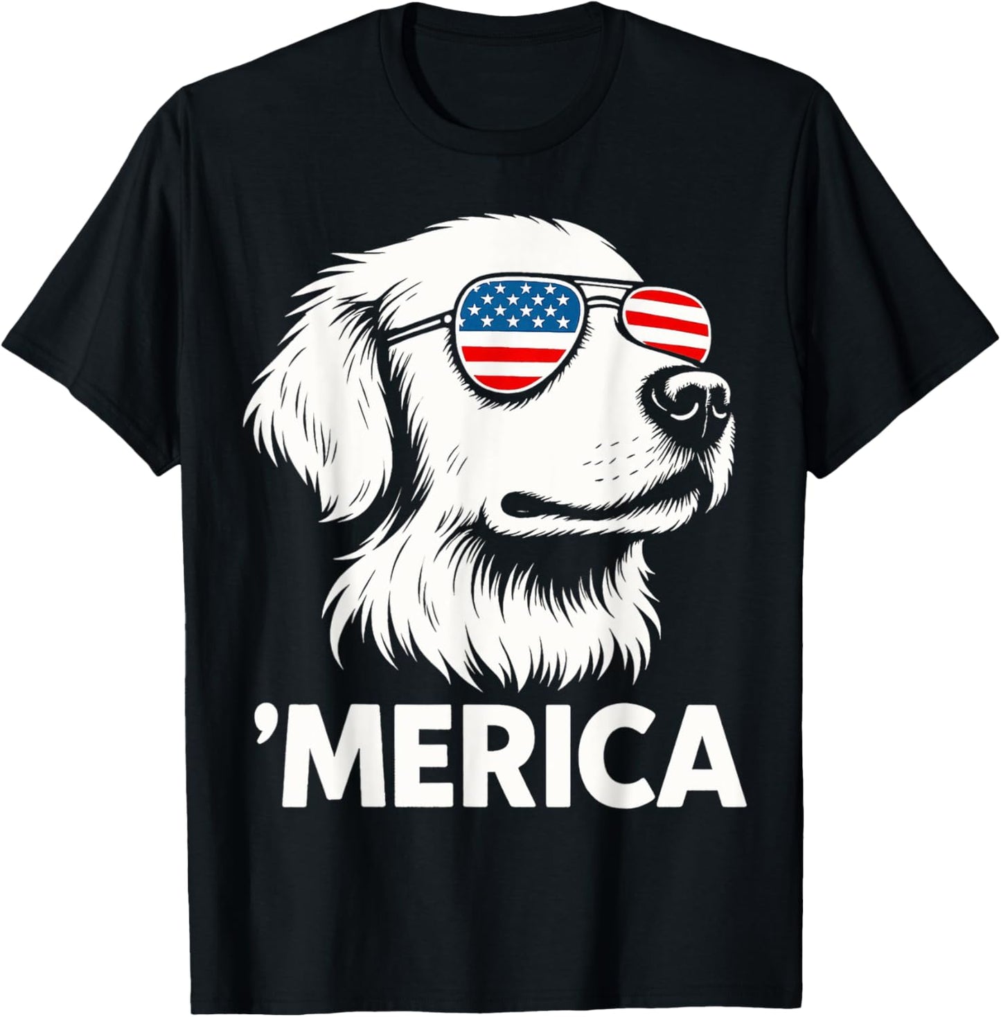 'Merica Patriotic Dog Sunglasses Funny July 4th USA Design T-Shirt