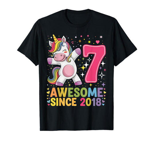 7 Years Old Unicorn Dabbing 7th Birthday Unicorn Party Girls T-Shirt