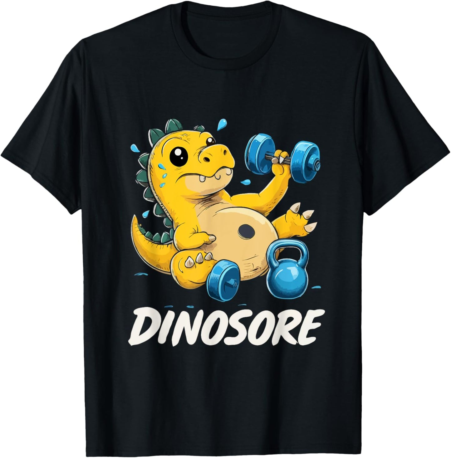 Funny Cute Dinosaur Workout Gym Fitness Weightlifting T-Shirt