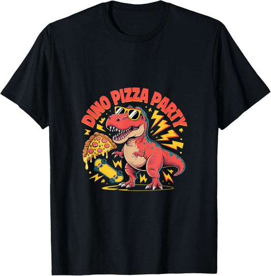 Dino Pizza Party – Funny Skater Dinosaur T-Shirt