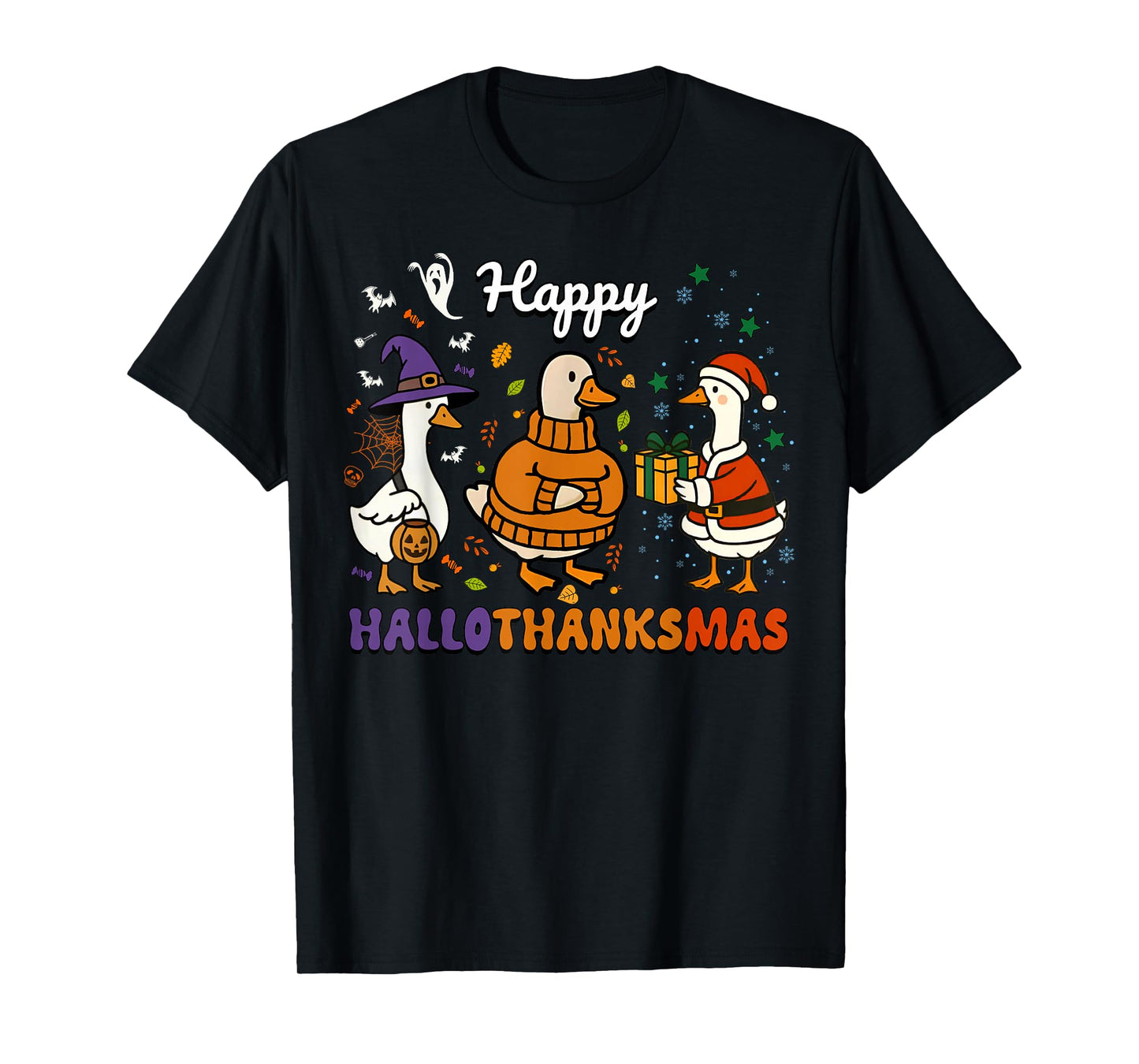 Halloween Thanksgiving Christmas Funny Goose Holiday Family T-Shirt
