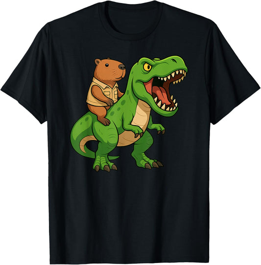 Funny Capybara Dinosaur Trex Zoo Animal Lover Boys Girls Kid T-Shirt