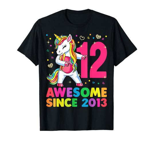 12 Years Old Unicorn Flossing 12th Birthday Girl Gift Party T-Shirt
