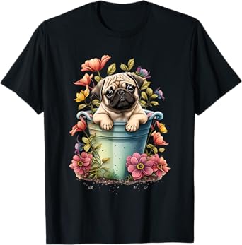 Spring Floral Pug - Dog Owner Pet Trainer Animal Puppy Lover Men Women Kids T-Shirt