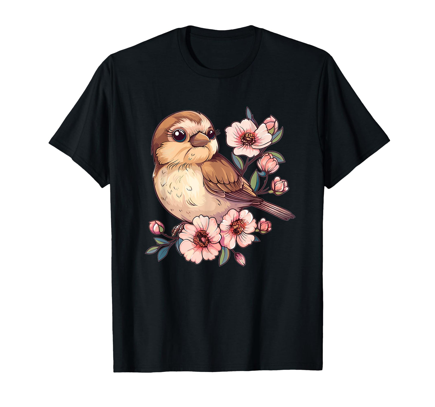 Cute Sparrow With Flowers I Sparrow T-Shirt