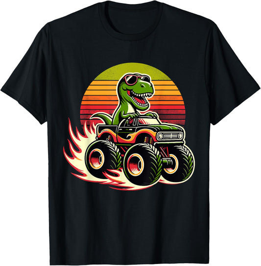 Dinosaur Sunglasses Retro Monster Truck T-Shirt
