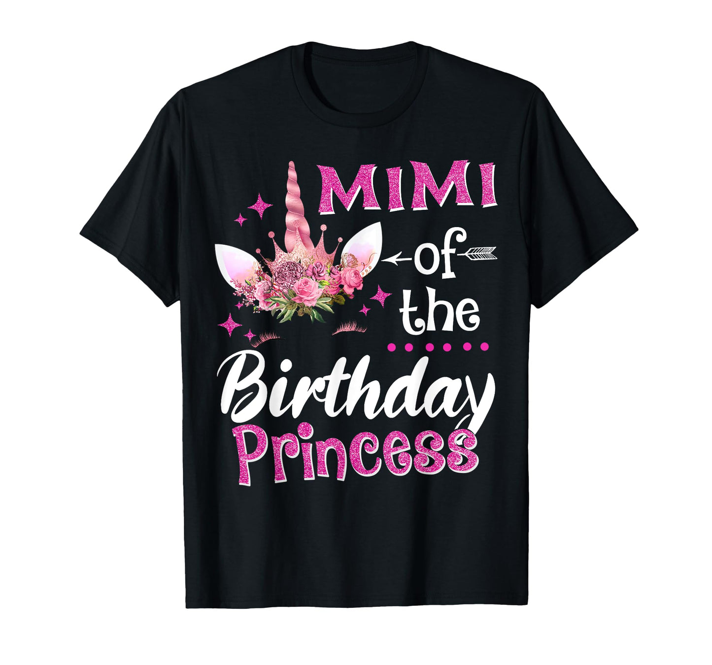 Mimi Of The Birthday Princess Unicorn Flower Grandma T-Shirt
