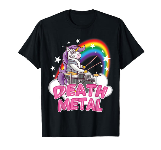 Death Metal Pink Unicorn Rock Music Band Drums Drummer T-Shirt