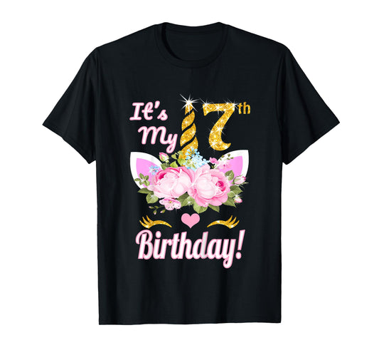 It's My 7th Birthday: 7 Year Old Unicorn Birthday Shirt Girl T-Shirt