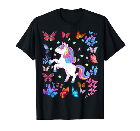 Gifts For Girls Unicorn Butterflies Graphic Tees Kids T-Shirt