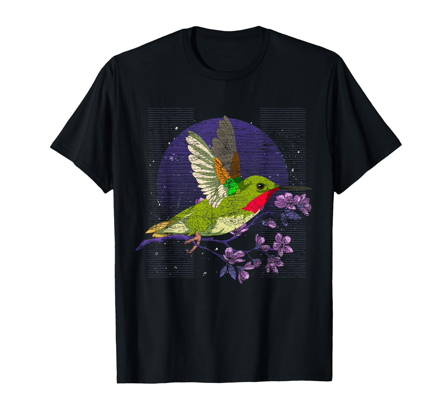 Floral Animal Bird Beautiful Flowers Vintage Hummingbird T-Shirt