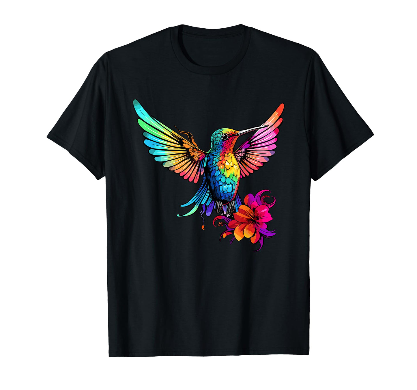 Colorful Hummingbird Art Tie-Dye Bird Watching T-Shirt