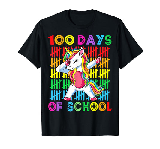 100 Days of School Unicorn Girls Teacher 100th Day of School T-Shirt