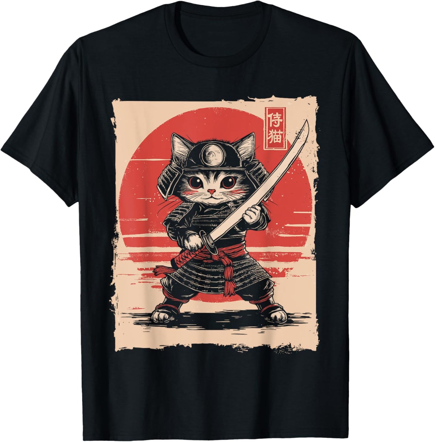 Japanese Samurai Cat Kawaii Ninja Cat T-Shirt