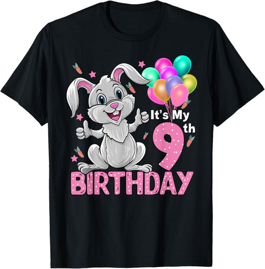 It's My 9th Birthday Rabbit 9th Birthday 9 Years Old Girl T-Shirt