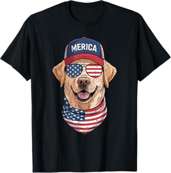 Labrador Retriever 4th of July US American Flag Patriotic T-Shirt