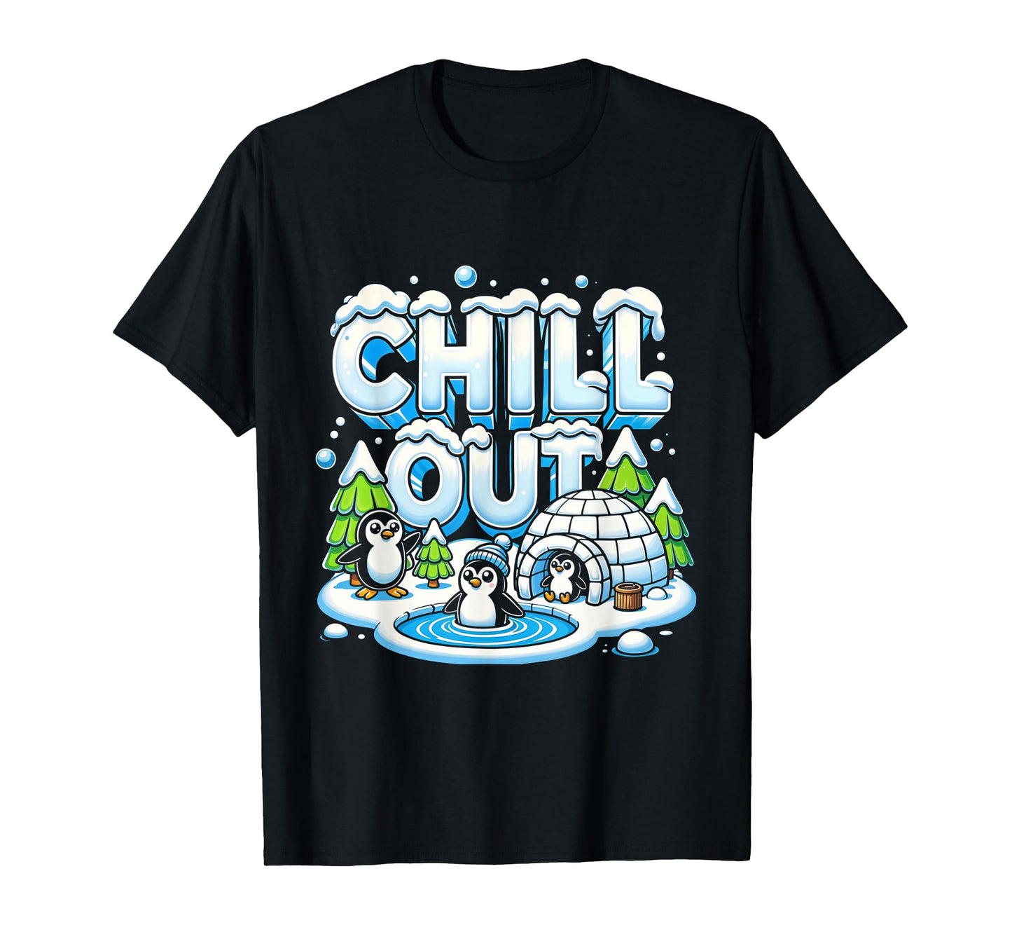 Antarctica Penguin Chill Out Shirt Cute Winter Penguin Igloo T-Shirt