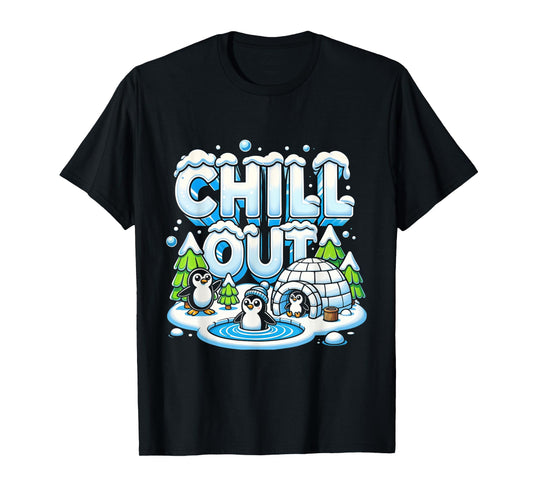 Antarctica Penguin Chill Out Shirt Cute Winter Penguin Igloo T-Shirt