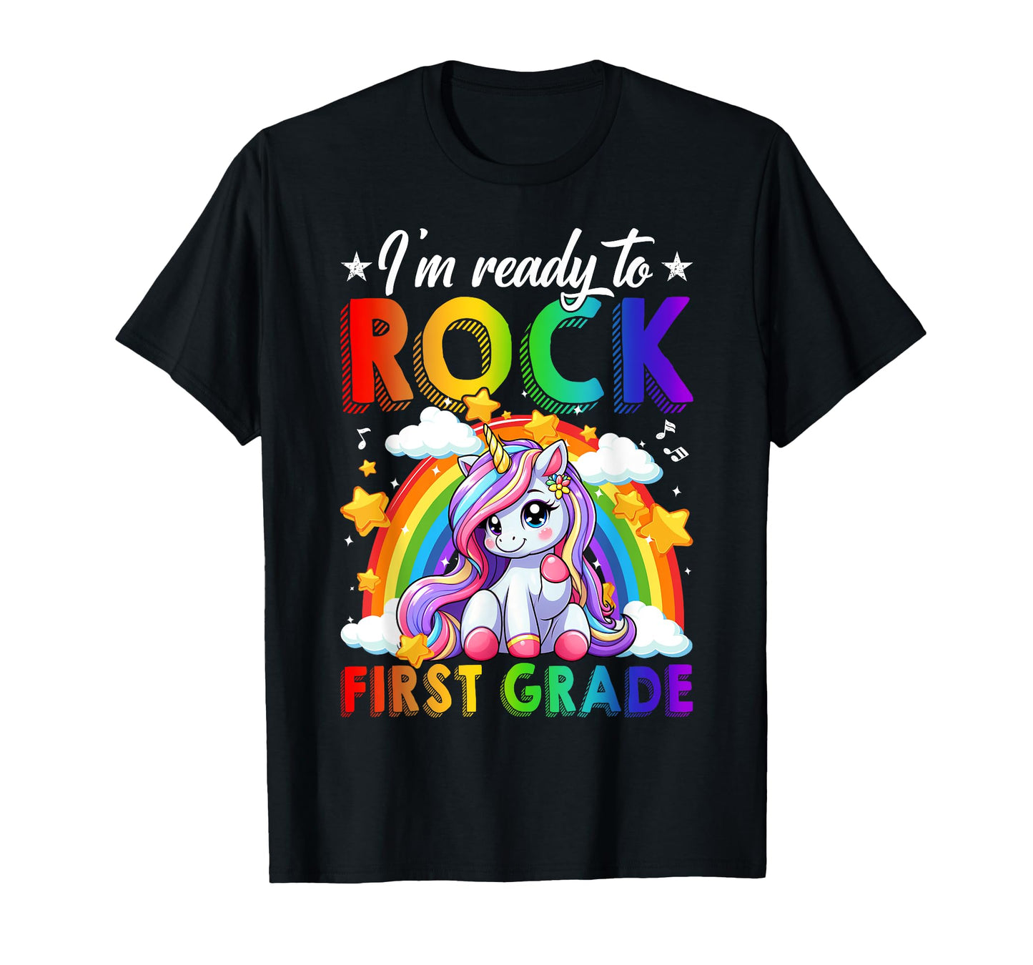 I'm Ready To Rock First Grade Unicorn Back To School Girls T-Shirt
