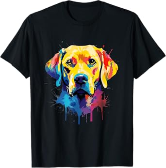 Colourful Labrador Yellow Golden Lab Retriever Splash Paint T-Shirt