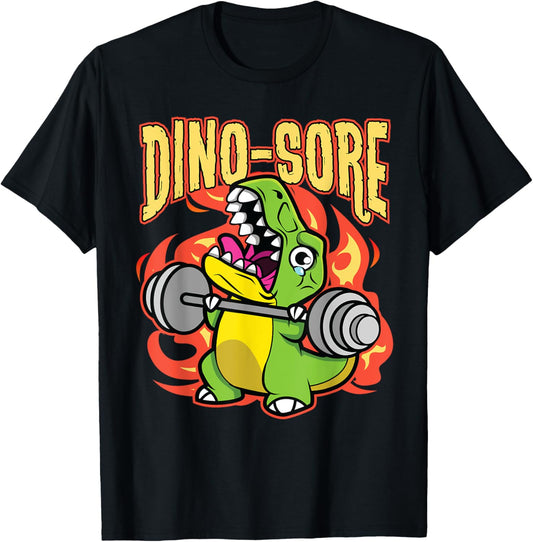 Gym Workout Fitness Dino-sore Cute Dinosaur Lifting Funny T-Shirt