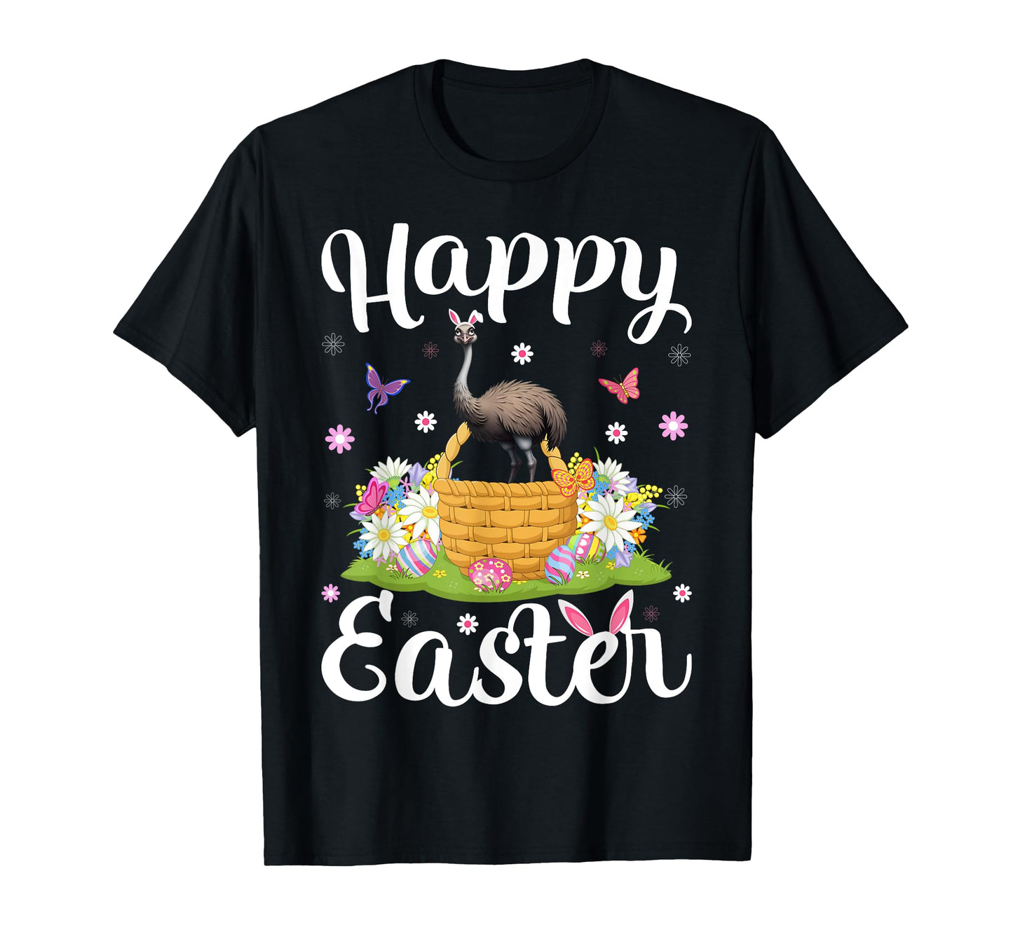 Emu Bird Happy Easter Egg Hunt Bunny Ear Emu Easter T-Shirt