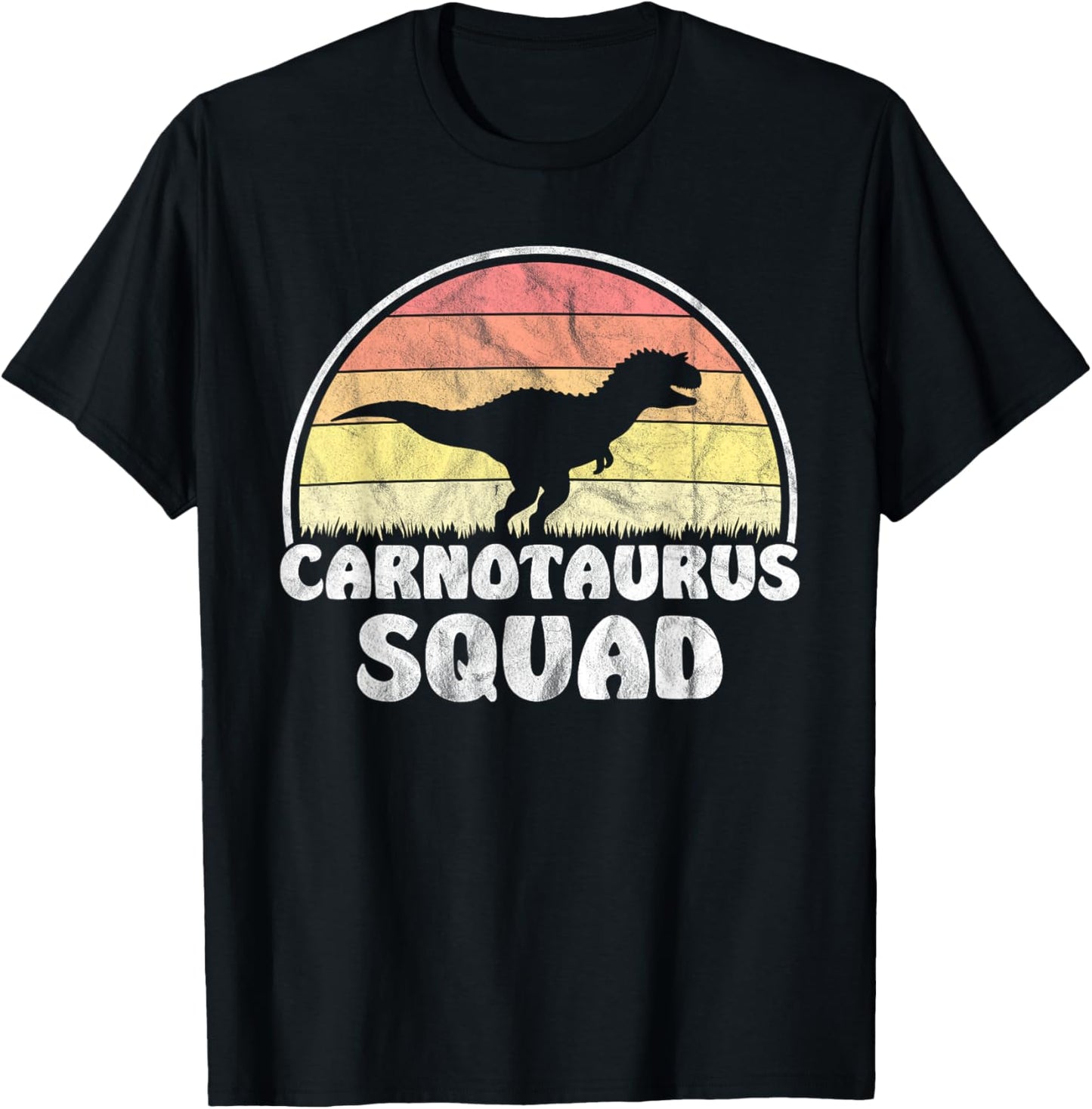 Carnotaurus Squad - Retro Sunset Dinosaur T-Shirt