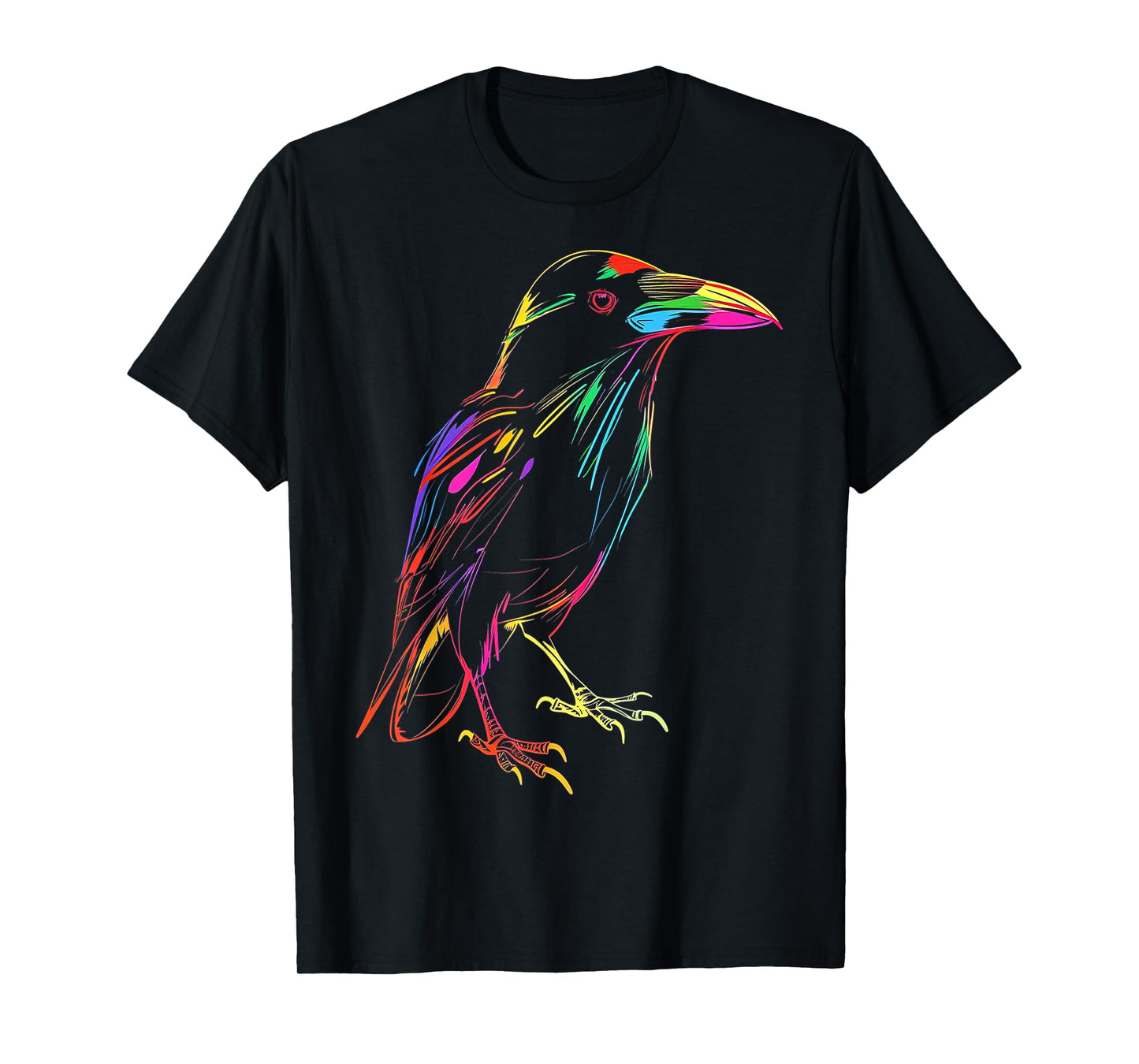 Raven Drawing Bird Art Animal Colorful Motif Raven T-Shirt