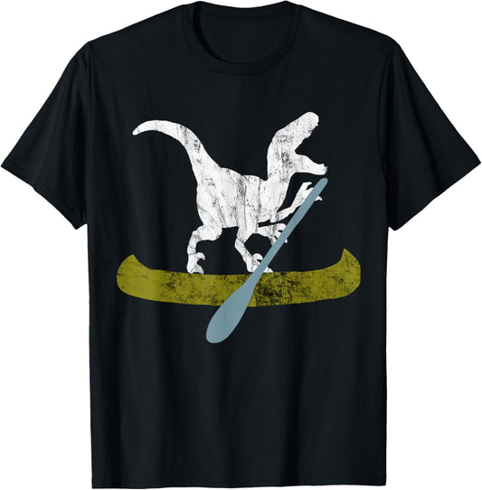 Canoe Dinosaur Paddle Kayak T-Rex Rafting Funny Canoeing T-Shirt