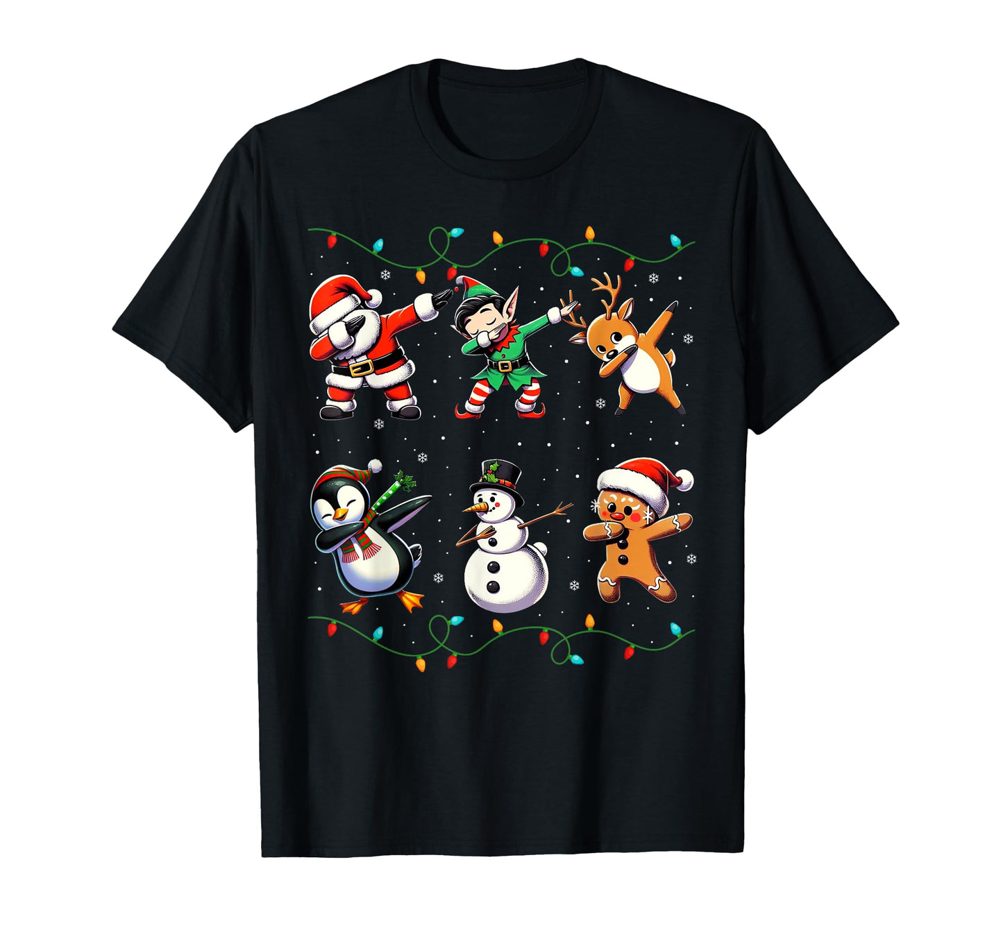 Dabbing Santa Xmas Lights Gifts Kids Girls Boys Christmas T-Shirt