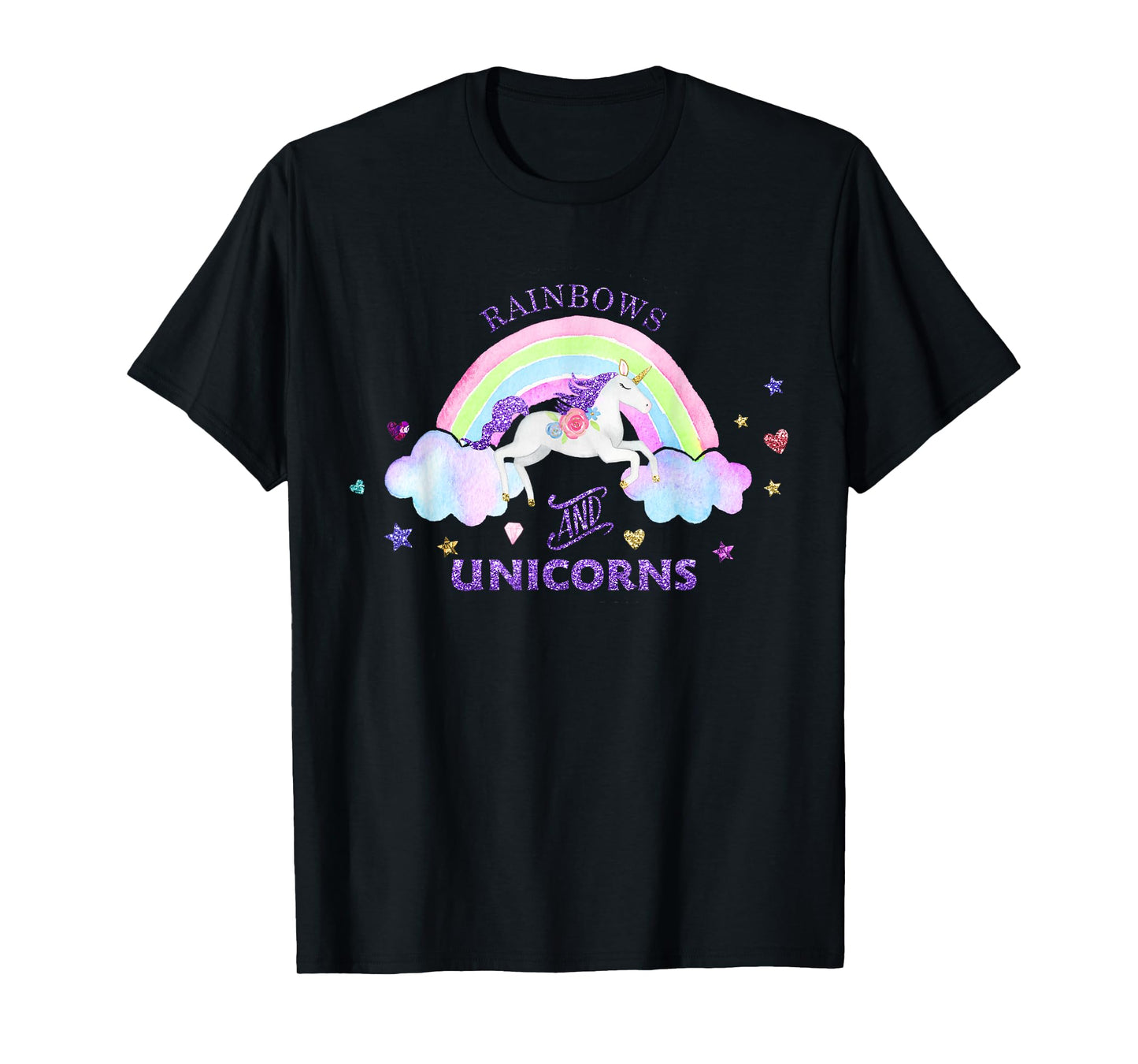 Rainbows and Unicorns T-Shirt - Magical Cute Glitter Gift