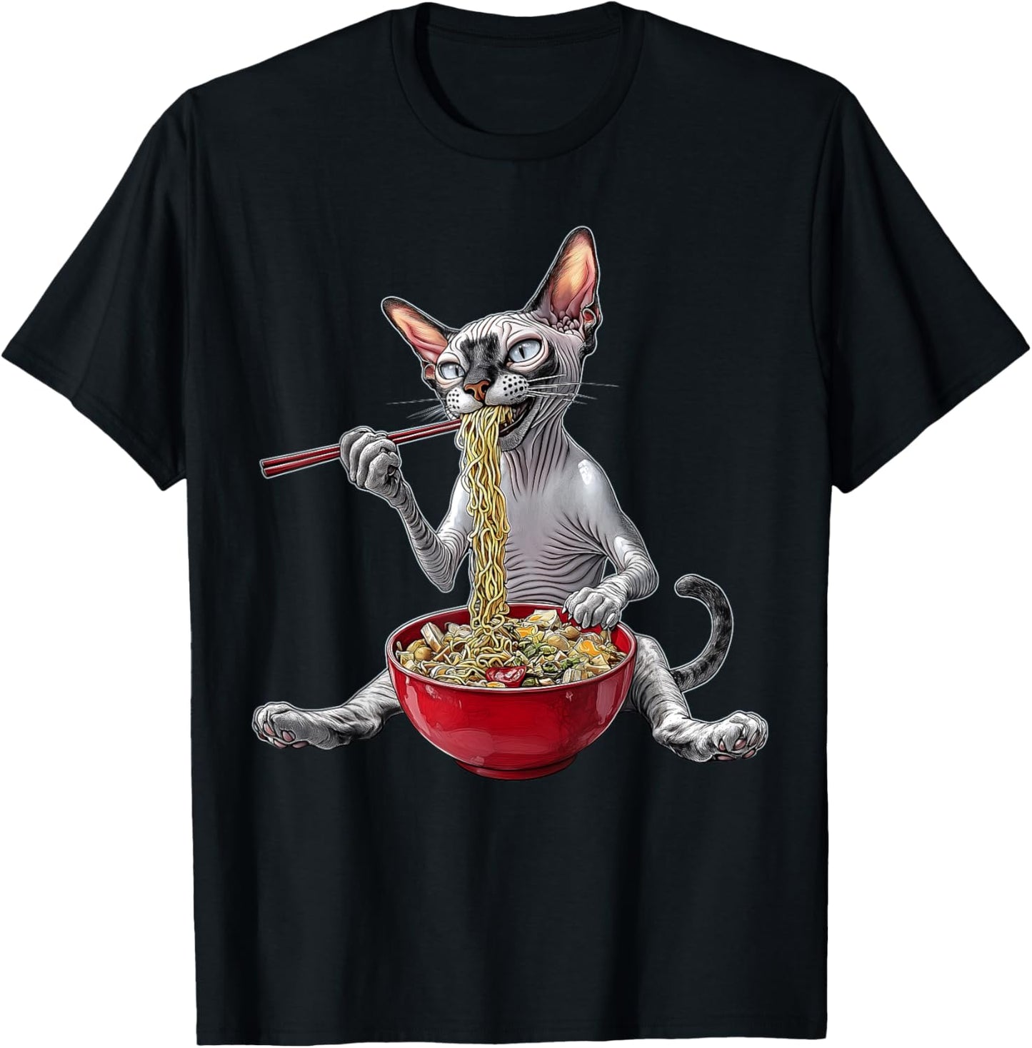 Sphynx Cat Japanese Noodles T-Shirt