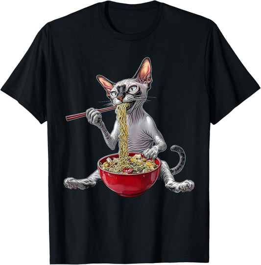 Sphynx Cat Japanese Noodles T-Shirt