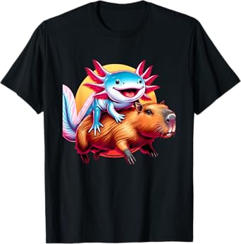 Funny Capybara Graphic Tee Men Women Kids Boys Axolotl Lover T-Shirt