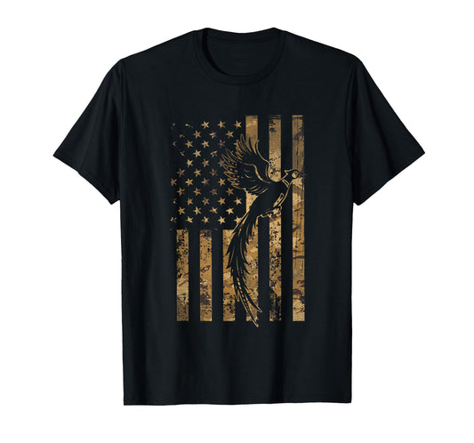 Pheasant Bird Hunter American Flag Camouflage Pheasant Hunt T-Shirt