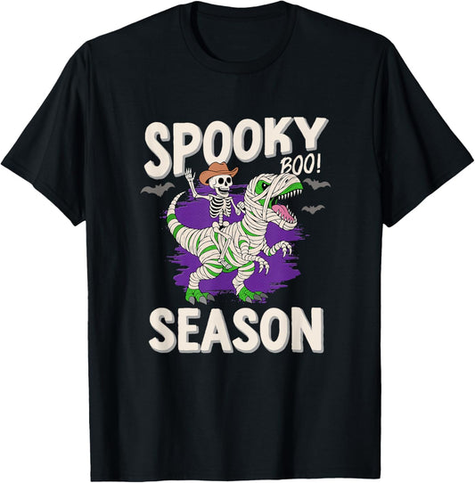 Skeleton Mummy Dinosaur Spooky Halloween T-Shirt