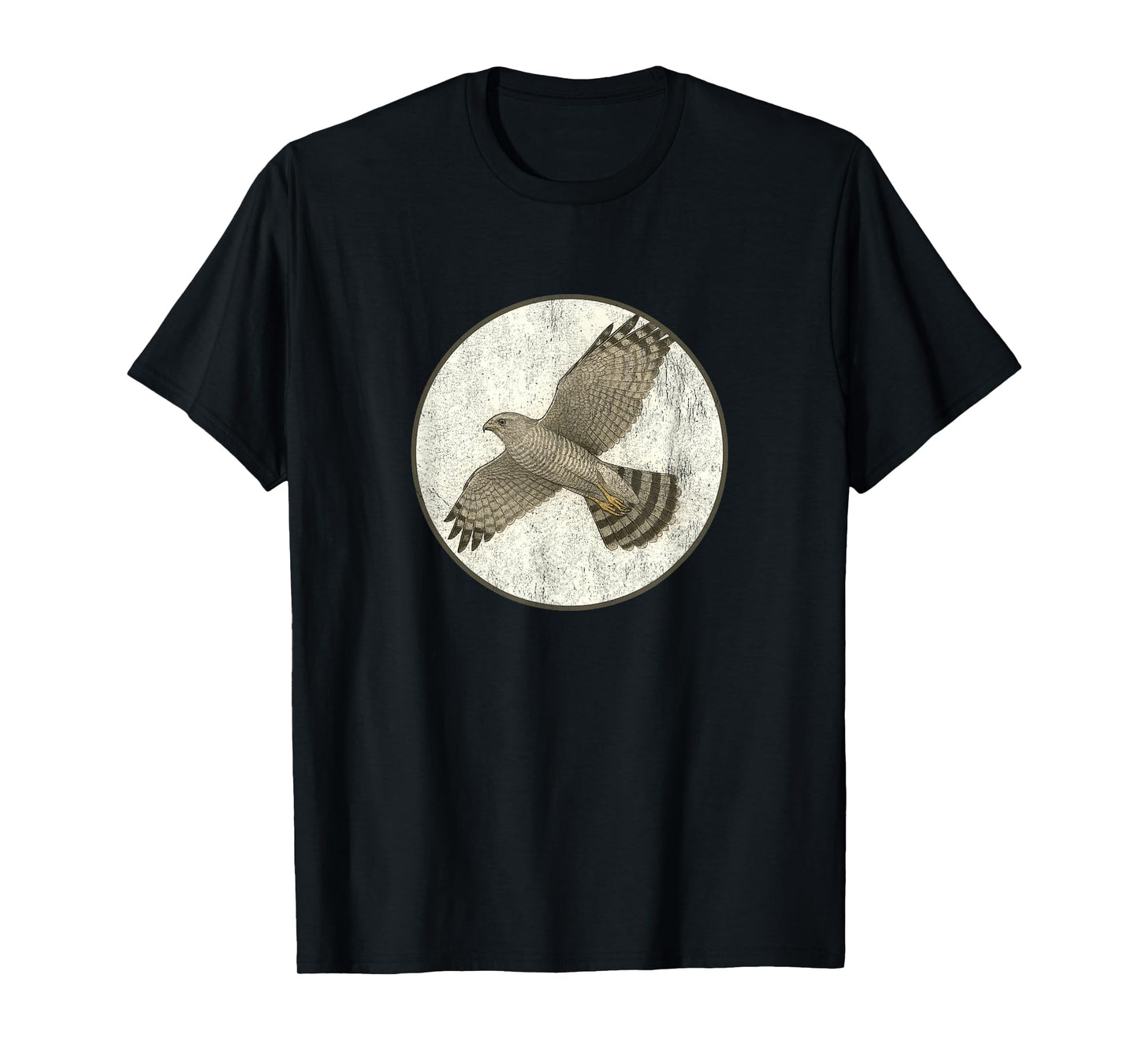 Colorful Retro Gray Hawk Bird Design T-Shirt