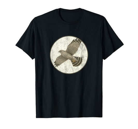 Colorful Retro Gray Hawk Bird Design T-Shirt