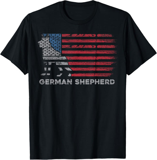 German Shepherd American Flag Dad T-Shirt