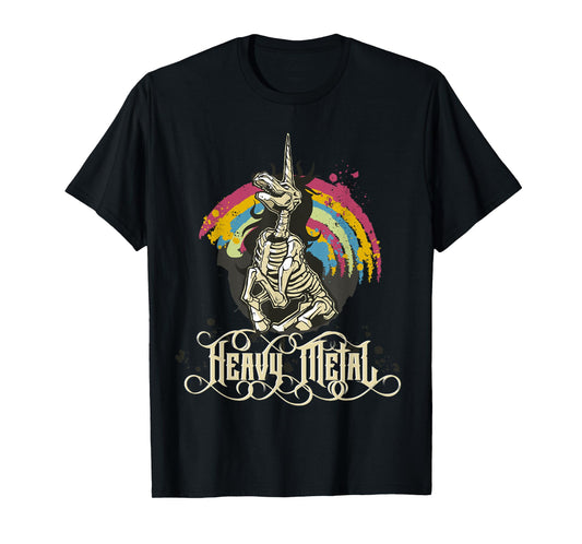 Heavy Metal Funny Skull Unicorn T-Shirt