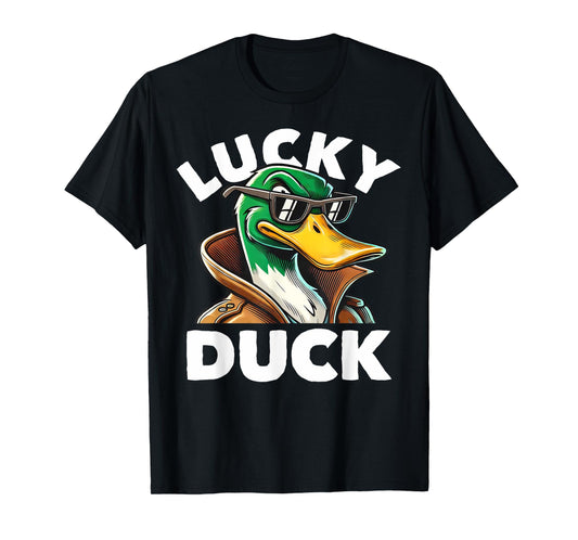 Lucky Duck Mallard Duck With Sunshades Men Boys Funny T-Shirt