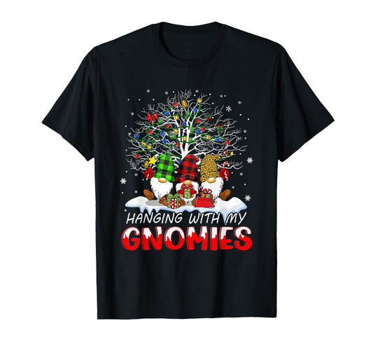 Funny Christmas Gnome Hanging With My Gnomies Family Pajamas T-Shirt