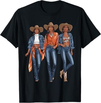 Black African American Cowgirl Western Country Texas Rodeo T-Shirt